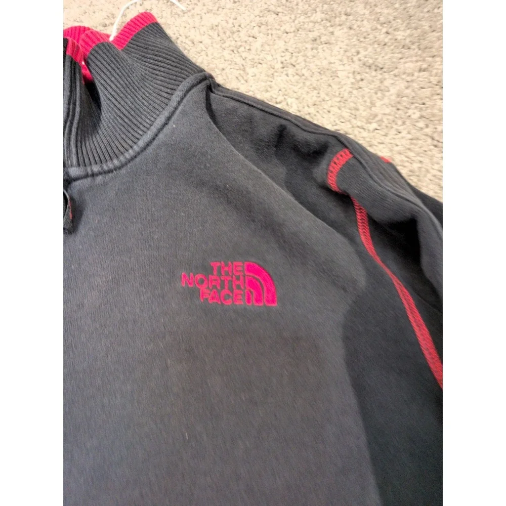 The North Face Mens M Full‎ Zip Track Jacket Black Pink Contrast Stitch Fleece
